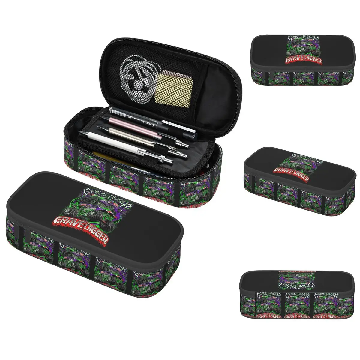 Estuche para lápices Monster Jam Grave Digger Monster Truck para niños y niñas, caja para lápices escolares, bolsa para lápices, suministros de papelería, bolsa para guardar bolígrafos
