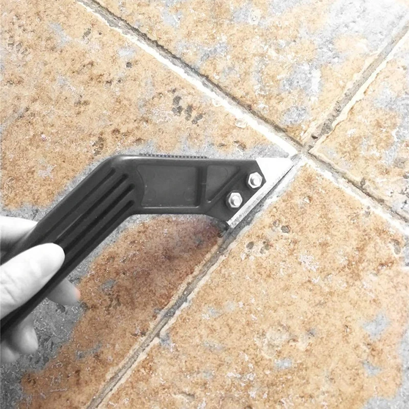 Black Beveled Handle Scraper Combination Replacement Blade Gap Grout Remover Tool Kit Wall Floor Tiles Joint Cleaner Tool
