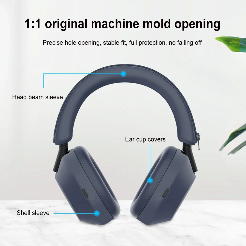 3 قطعة استبدال بطانة للأذن ارتداء مقاومة سيليكون سماعة واقية شعاع الرأس/Earmuff كم/قذيفة لسوني WH-1000XM6 سماعة