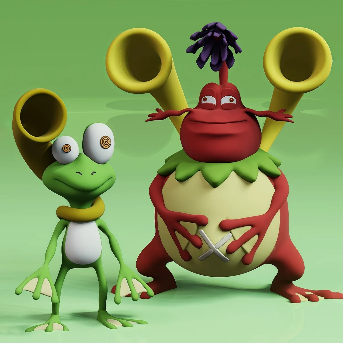 

Модель по индивидуальному заказу 15 см Gekomon и Tonosama Gekomon Модель игрушки Digimon Adventure Gk Настроить модель для 3D-печати