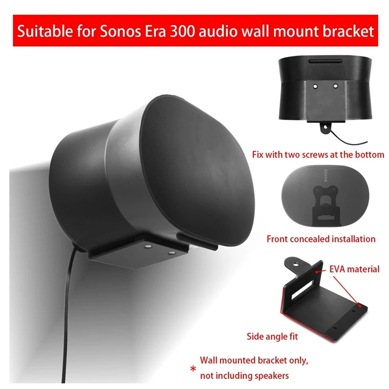 Speaker Stand For Sonos Era 300, Era 300 Speaker Metal Wall Mount Bracket Durable Easy Install Easy To Use Black - 2 Pack