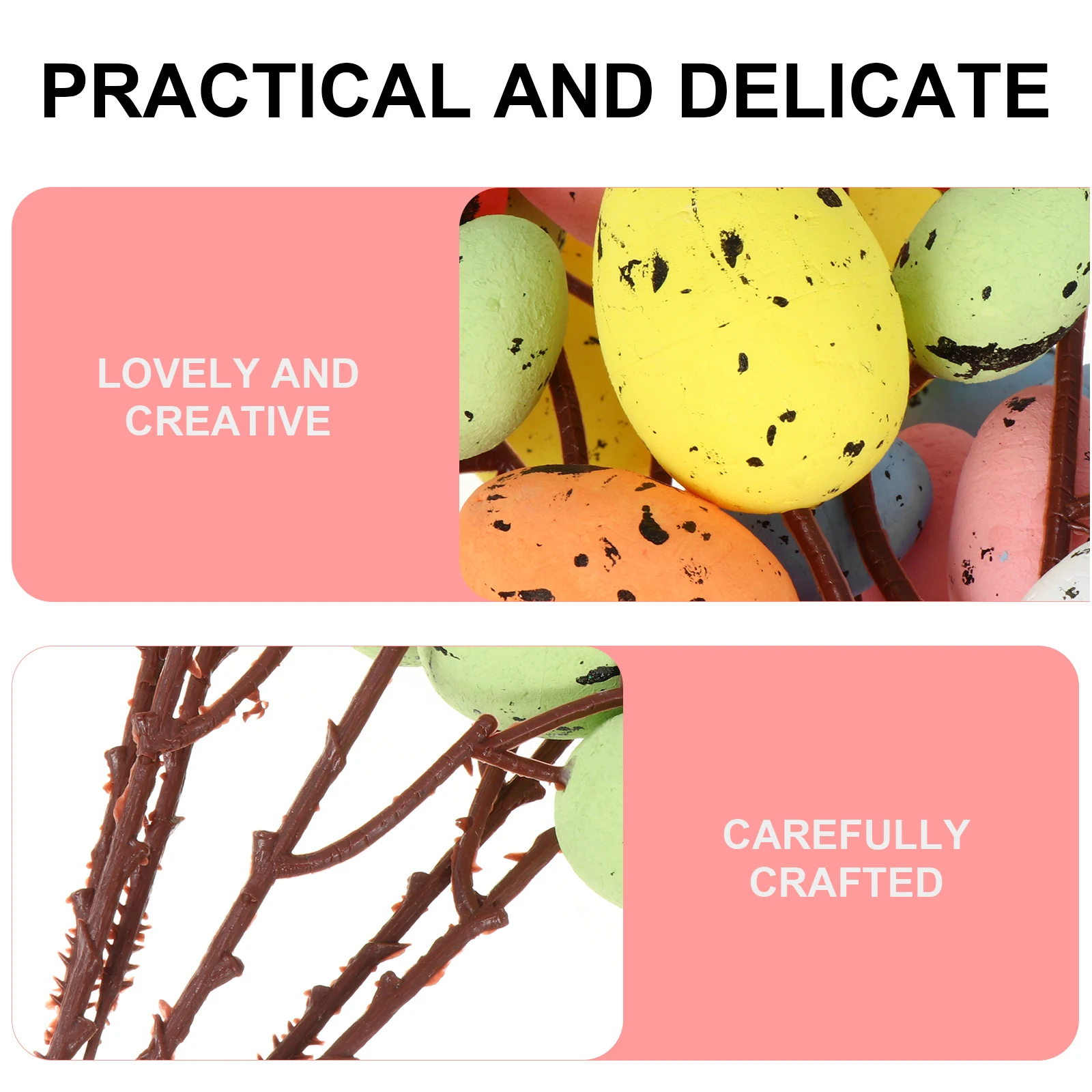 

6Pcs Easter Egg Branch Decor Premium Quality DIY Tree Ornament Party Decoration Supplies Colored Foam Eggs Stem Branch Family