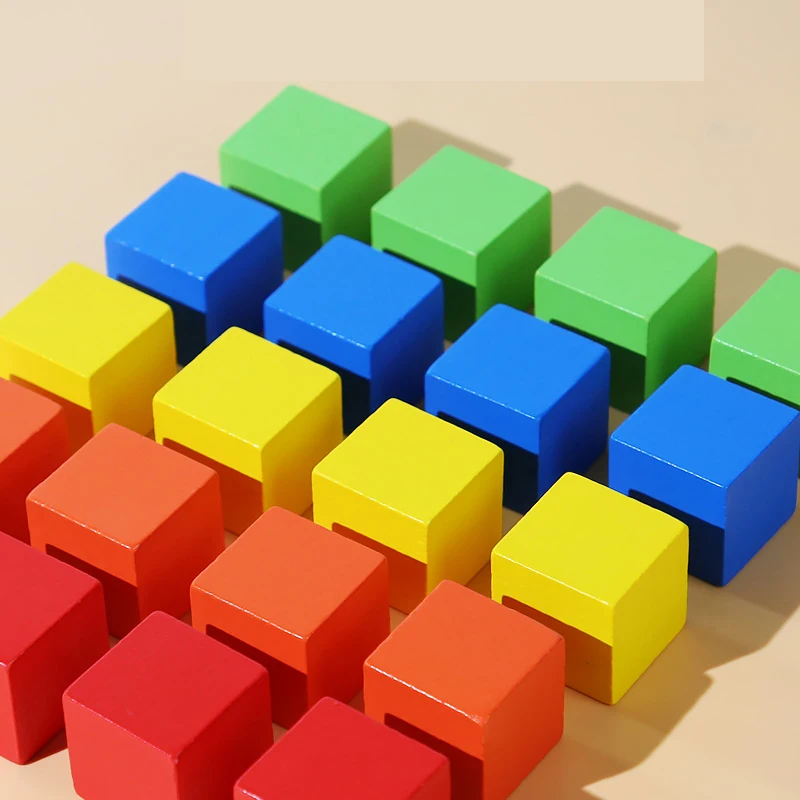 50 قطعة مكعبات ملونة مكعبات بناء خشبية مكدسة لعبة خشبية مربعة الشكل ألعاب تعليمية ملونة للأطفال