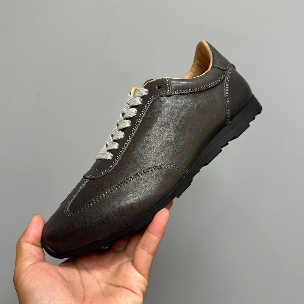 

QHCCID Men's Business Office Daily Soft Cowhide Casual Shoes Comfortable and Versatile Walking Simple German Training Shoes