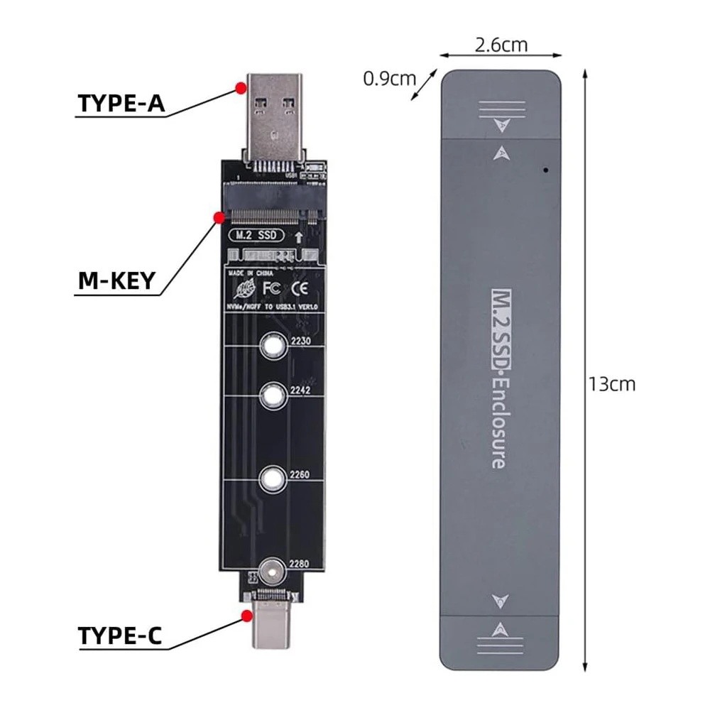 

Корпус JonISerl с двумя протоколами, Combo Type-C и USB3.0 к NVME M-Key M.2 NGFF SATA SSD PCBA, адаптер 2280/2242/2230 мм, чип RTL9210B