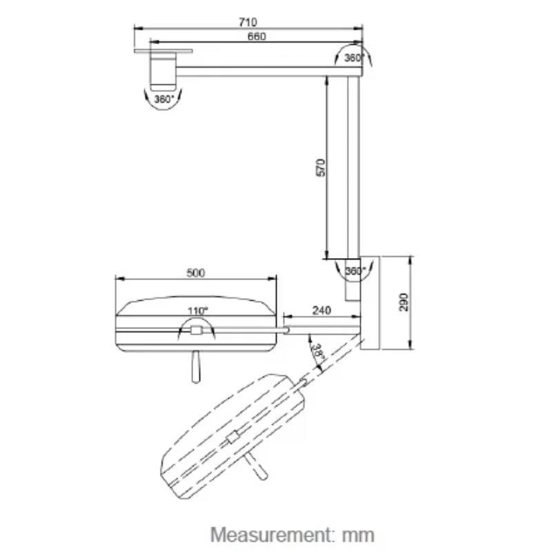 Ceiling WYLEDK5 Clinic 100000 Lux Veterinary Surgical Lighting Lamp for Operation Lighting