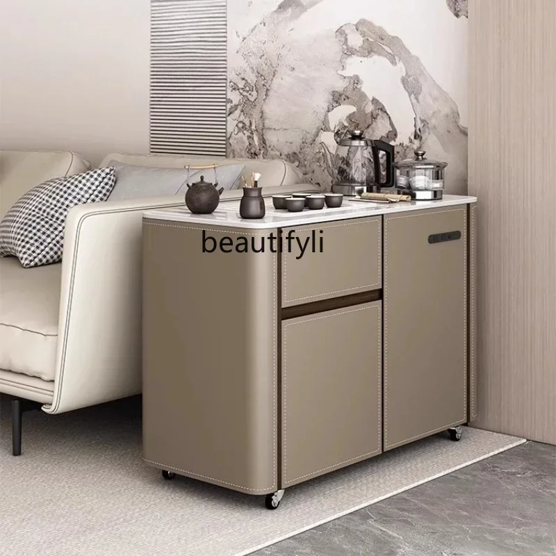 

cc182Italian minimalist movable solid wood tea table household tea cart sofa side balcony tea cabinet R