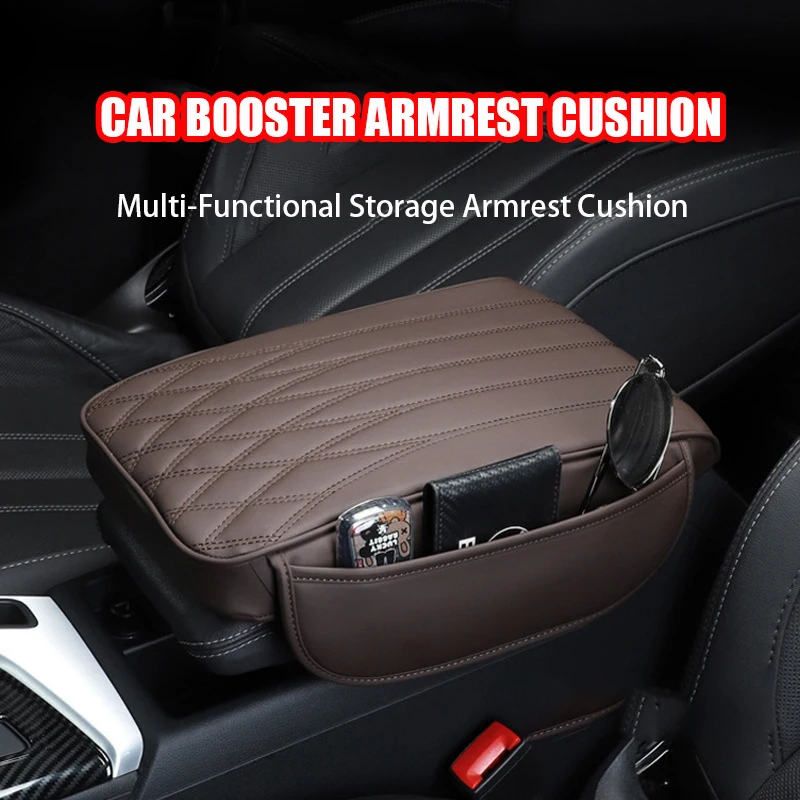 

Car Height-Added Storage Armrest Box Pu Leathers Universal Armrest Seats Box Cover Protector Memory Foam Car Storage Box