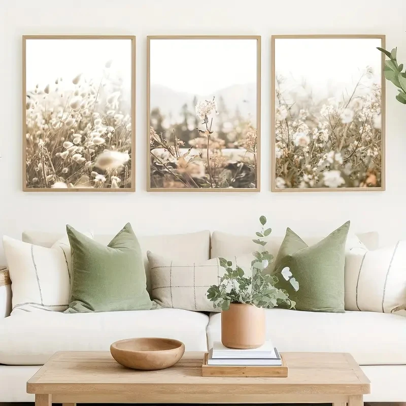 3pcs/Set Wildflowers Foxtail Grass Dandelions Natural Landscape Wall Art Canvas Posters Printed