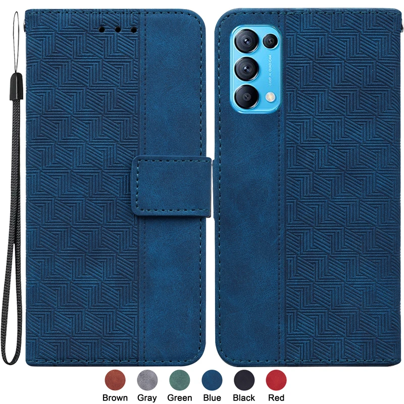 For Oppo Reno5 Pro 5G Capa for Funda Oppo Reno 5 5G Oppo Reno5 4G Case Fashion Magnetic Geometric Textile Wallet Book Cover