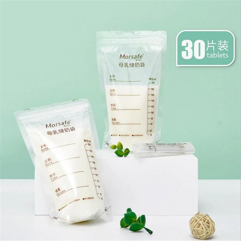 30Pcs 250ml Breast Milk Storage Containers Milk Freezer Bags Mother Maternal Baby Food Store BPA Free Safe Feed Preserve Bags