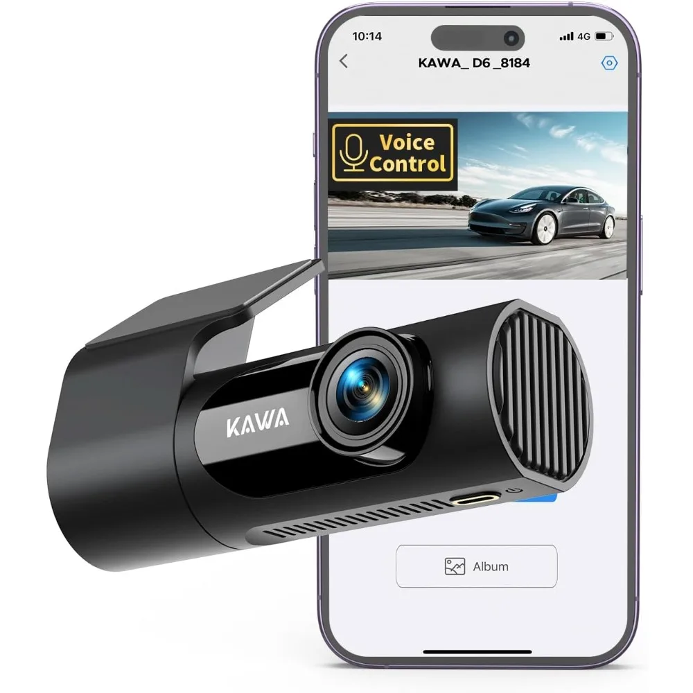 

KAWA Dash Cam 2K, WiFi Dash Camera for Cars 1440P with Hand-Free Voice Control, Night Vision, Mini Hidden Dashcam Front, Emergen