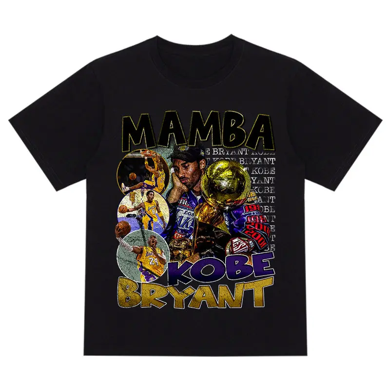 تي شيرت رجالي من القطن الخالص كرة سلة أمريكية ريترو بأكمام قصيرة تي شيرت Harajuku Y2k كاجوال بياقة دائرية وأكمام قصيرة للجنسين #1