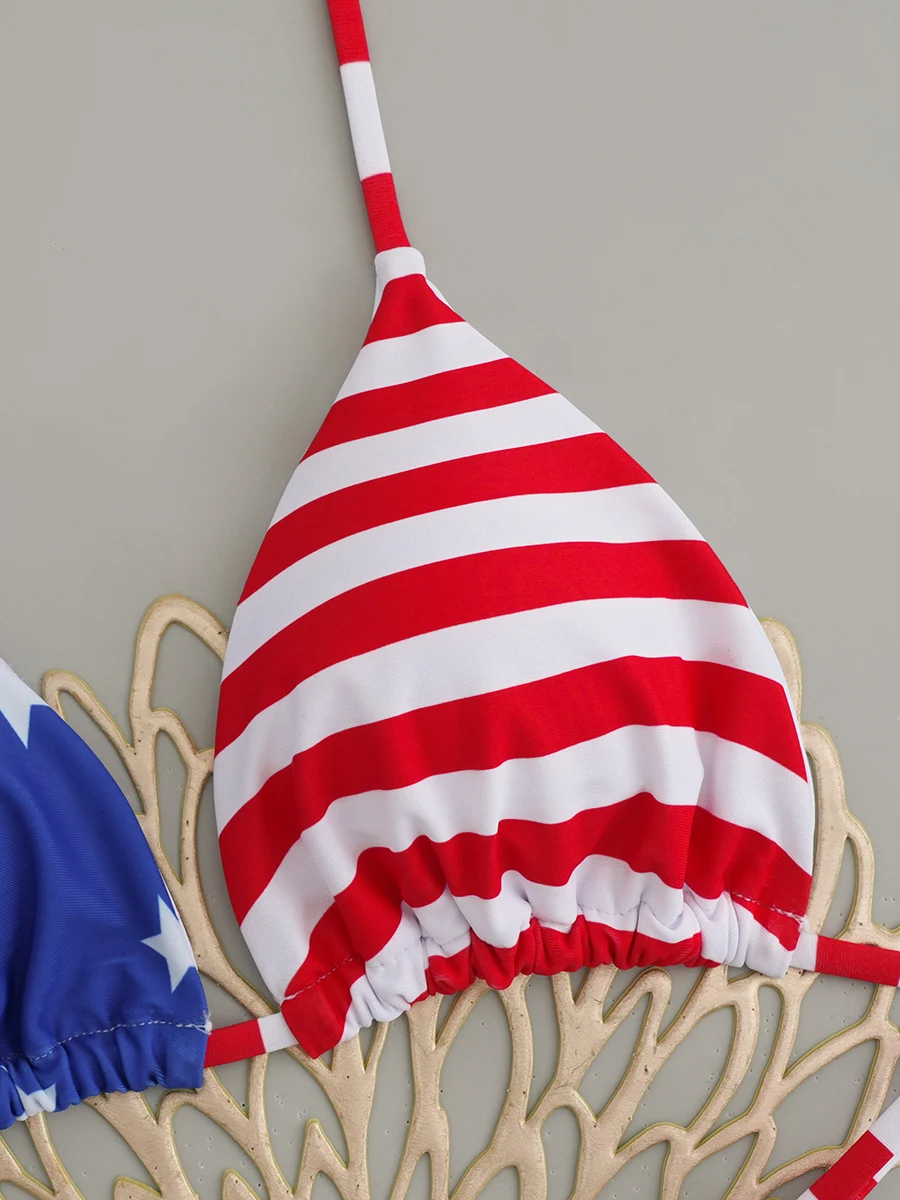 Micro bikini 2025 Push Up Costumi da bagno donna Costumi da bagno sexy Bandiera americana Bikini Perizoma Biquini Costume da bagno Stripe Summer Beachwear