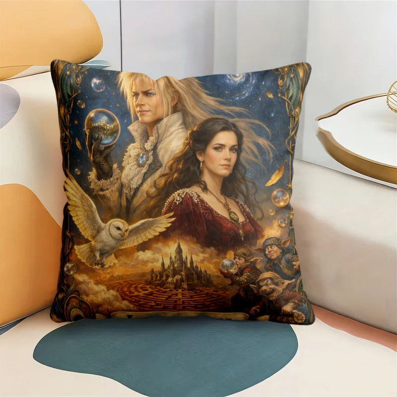 VIKAMA Labyrinth 1986 Movie Jareth Goblin King Throw Pillow Cover Cushion Case for Home Sofa Decor