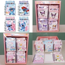 4/24Pcs New Cartoon Anime Separated Page Color Notebook Stitch Kuromi Melody Student Supplies wholesale