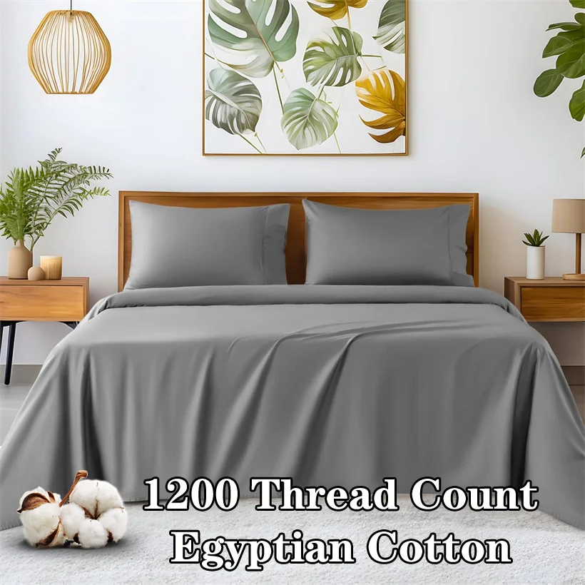 

Роскошные плоские простыни из 100% египетского хлопка, домашнее постельное белье для отеля, 1200, верхние простыни с нитками, однотонное простыня, ультрамягкое, 1 шт.