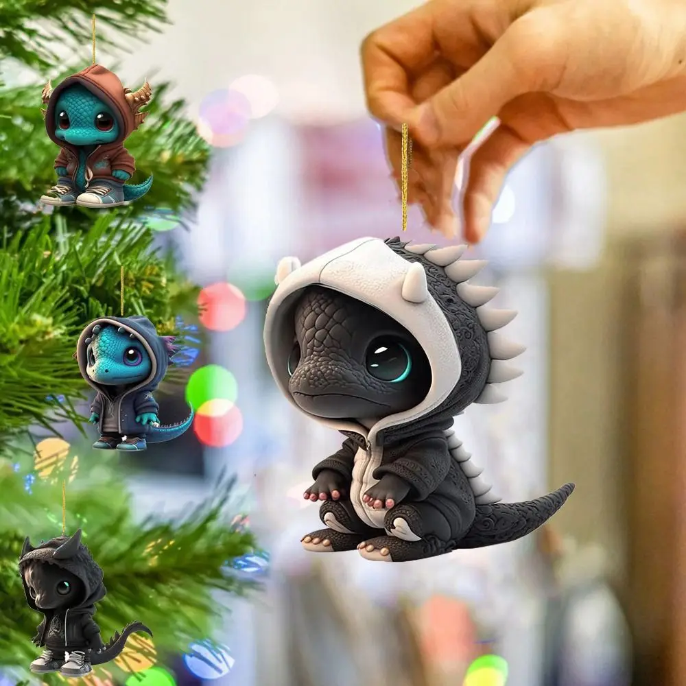 2D Baby Dinosaurs Christmas Pendant Decorative Hangable Christmas Dragon Acrylic Pendant Cartoon Acrylic