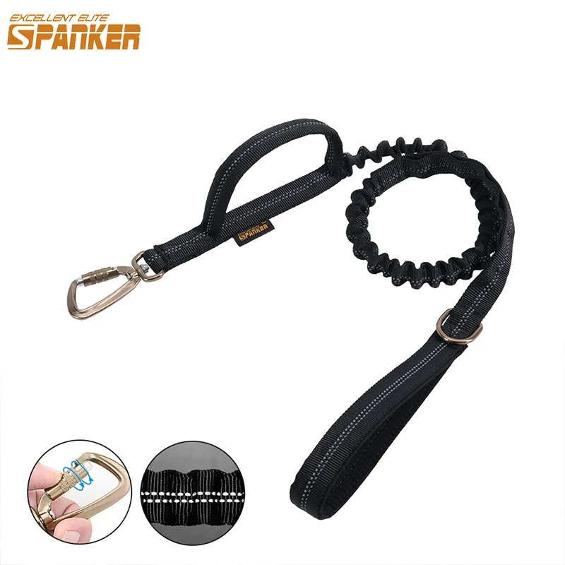 Tactical Bungee Dog Leash 2 Control Handles Quick Release Pet Leash Elastic Leads Rope Military Dog Training Leashes