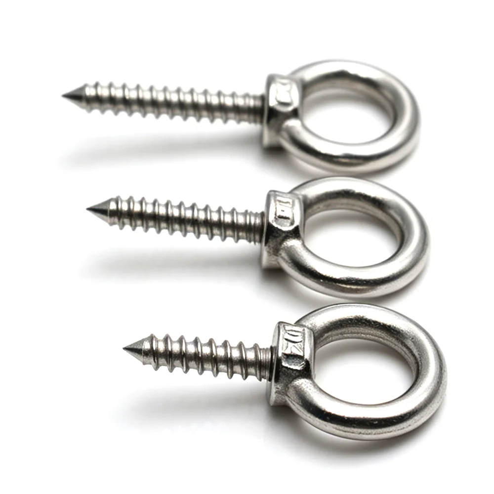 1~3Pcs 304 Stainless Steel Eye Lag Screws Ring Hook Self‑Drilling Eyelet Wood Screws for Speaker Hanging M4 M5 M6 M8 M10