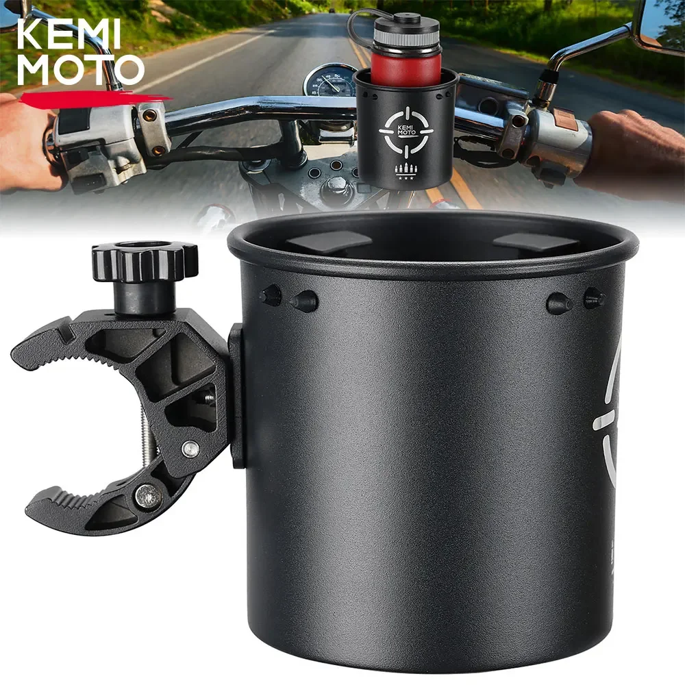 

KEMiMOTO Motorcycle Cup Holder Upgraded ATV UTV Drink Holder Universal Boat Beach Chair Golf Cart Scooter For 32OZ Bottle