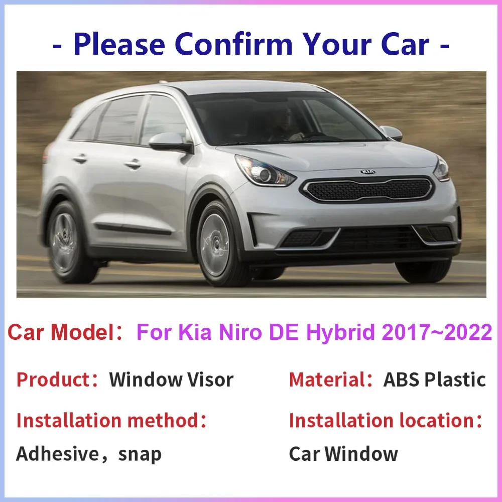 Car Windows Visor for Kia Niro DE Hybrid 2017~2022 Side Vent Smoke Covers Sun Rain Guards Deflector Awnings Shelters Accessories