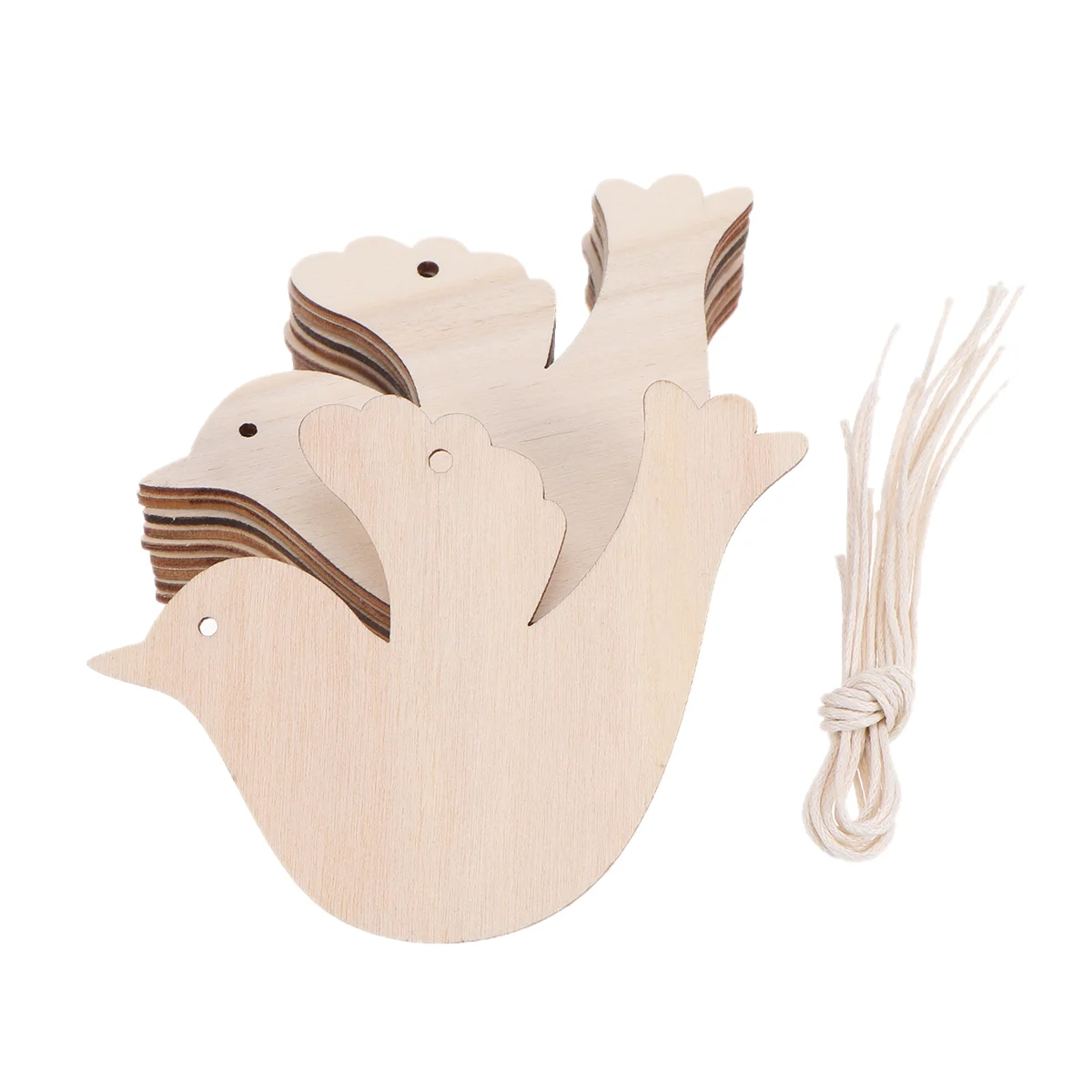 

10 PCS Christmas Hanging Bird Tags for Gifts Decor Paper Cut Animal Ornaments Beige Pendant