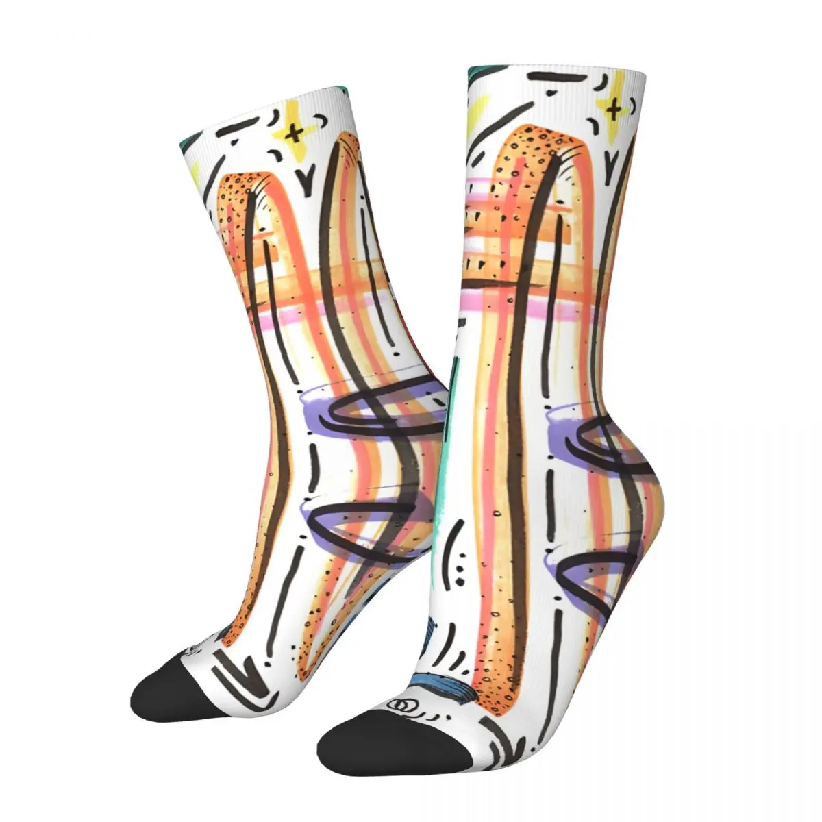 Crazy compression Lines In Motion - 02 Sock for Men Vintage Seamless Pattern Crew Sock Casual