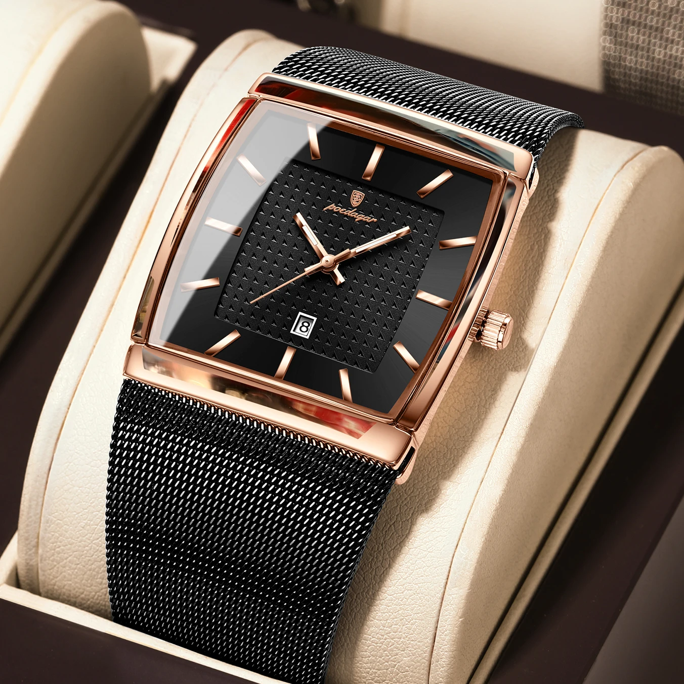POEDAGAR Top Luxe Heren Polshorloge Waterdicht Lichtgevend Roestvrij Stalen Gaas Datum Man Horloge Mode Zakelijk Quartz Herenhorloges