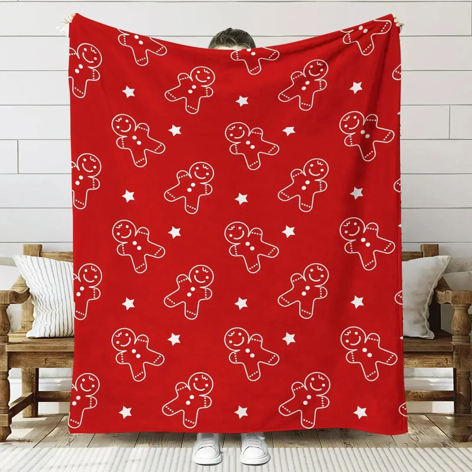 

Printed Flannel Blanket Air Conditioning , Sofa Gift Christmas Style Travel Office Lunch Break Throw