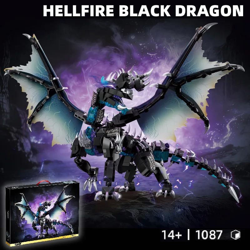 クリエイティブ-1087-個ブラックドラゴンアルバトリアンフィギュアビルディングブロック-moc-アセンブリモンスタードラゴンハンターレンガのおもちゃ男の子大人のため