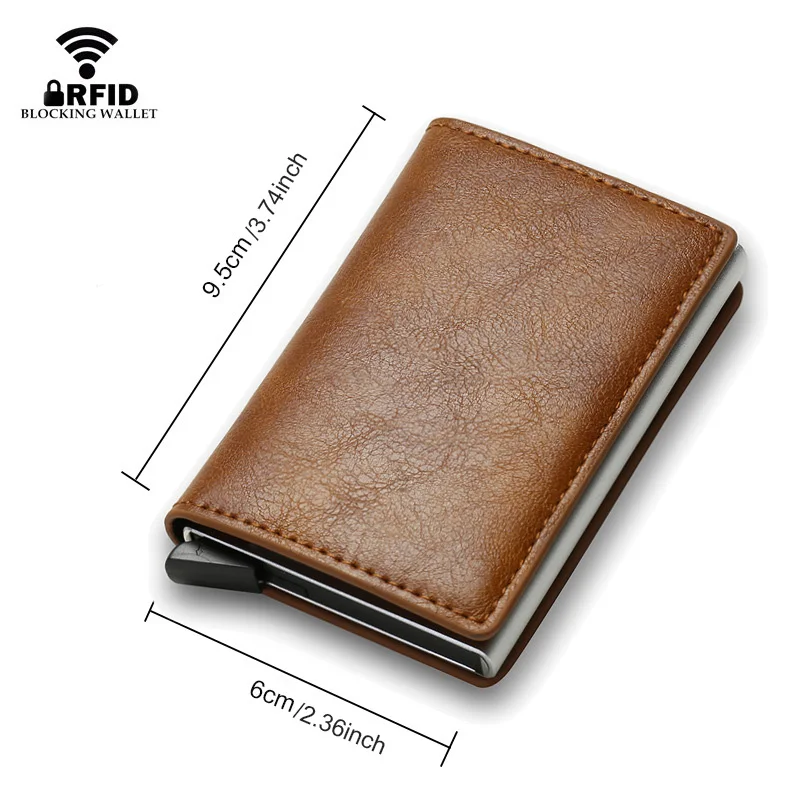 Carbon Fiber Anti Thief Rfid Credit Card Holder Short Wallet Multi-functional Money Clip Pu Material  Women Slim Cardholder Bank