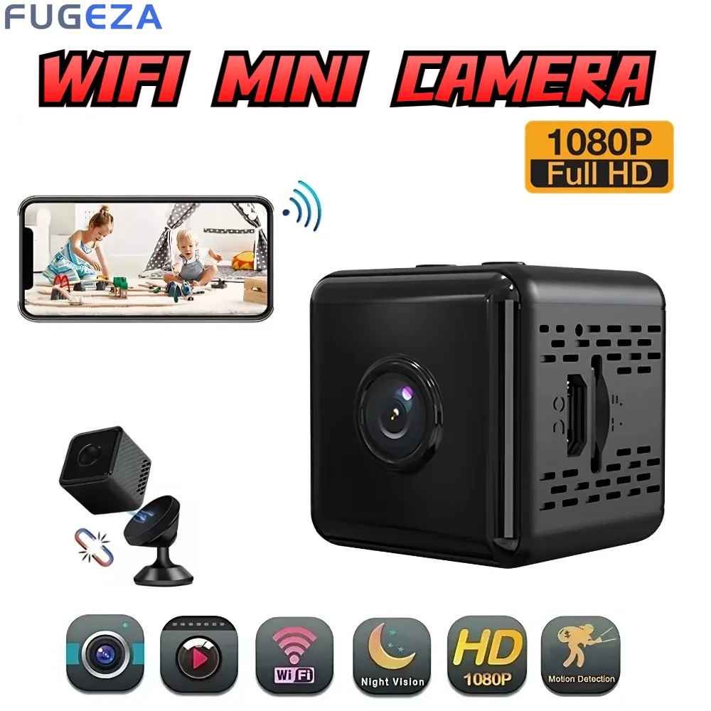 

FUGEZA Mini Camera WiFi Micro Camcorder 1080P Video Secret Audio Recorder DVR Remote Control Motion Sensor Action Cam XD