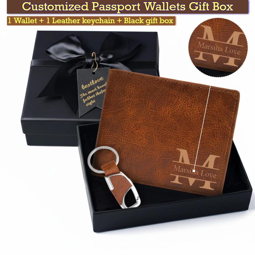 

1 шт. Персонализированная дорожная сумка для паспорта из искусственной кожи, многофункциональный держатель для карт, кошелек для паспорта, многофункциональный мужской кошелек, подарок на День отца