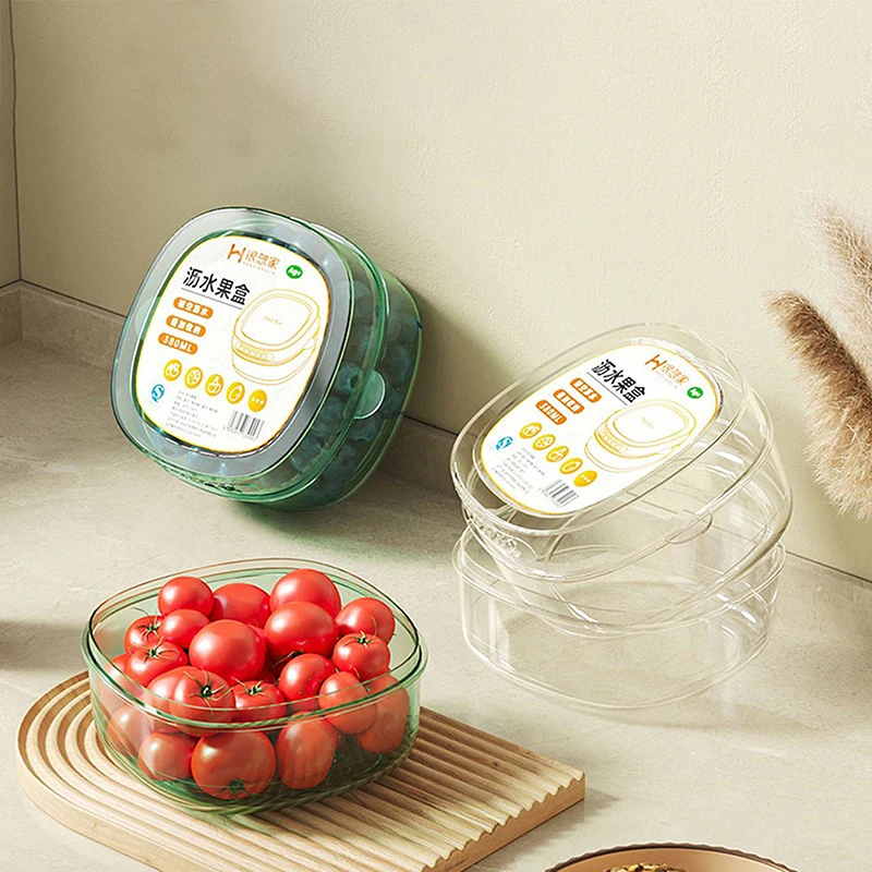 Dubbellaags Afvoer Groente Fruit Opbergdoos Met Drainage Keuken Transparante Voedsel Organizer Koelkast Crisper