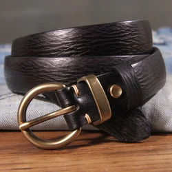 New Luxury Designer Genuine Leather Belt for Women Jeans Casual Dress Brass Buckle Ladies Trendy Belts Fashion Waistband