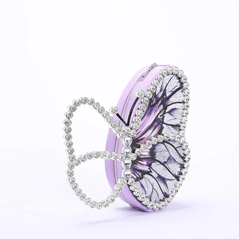 

IN STOCK Bling Sequins Pink Butterfly Evening Clutch Sparkling Women Evening Crystal Purse Lady Girls Wedding Dinner Handbag