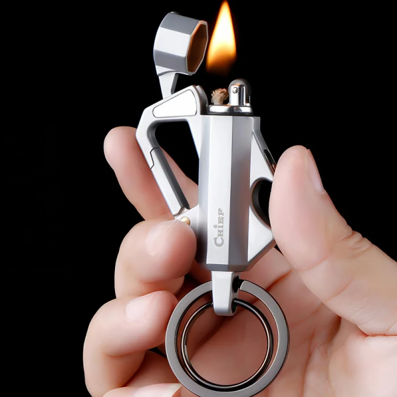 

Multi Functional Keychain, Portable Lighter & Bottle Opener, All Metal Multi Color, Outdoor Travel Daily Gadget (Without Fuel)
