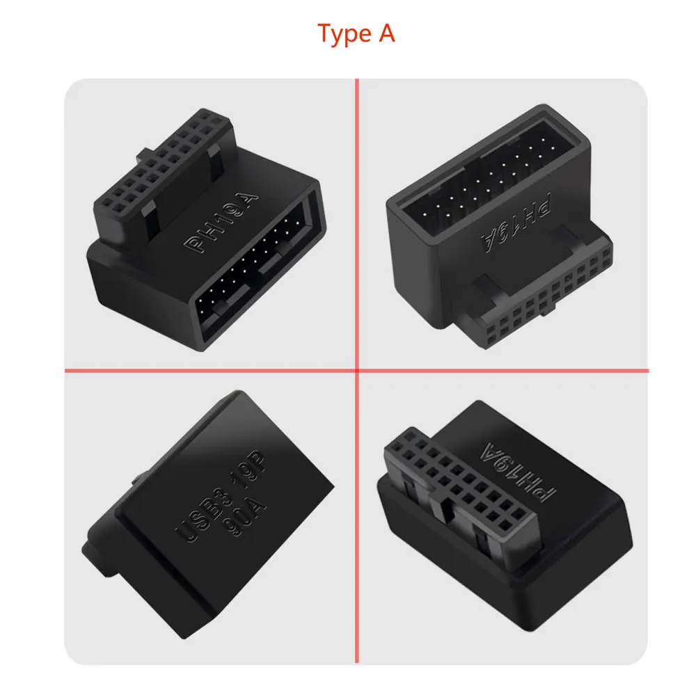 Angitu USB3.019/20P 90degree Adapter For Laptop Computer Motherboard USB 3.0 Angle Extension Adapter