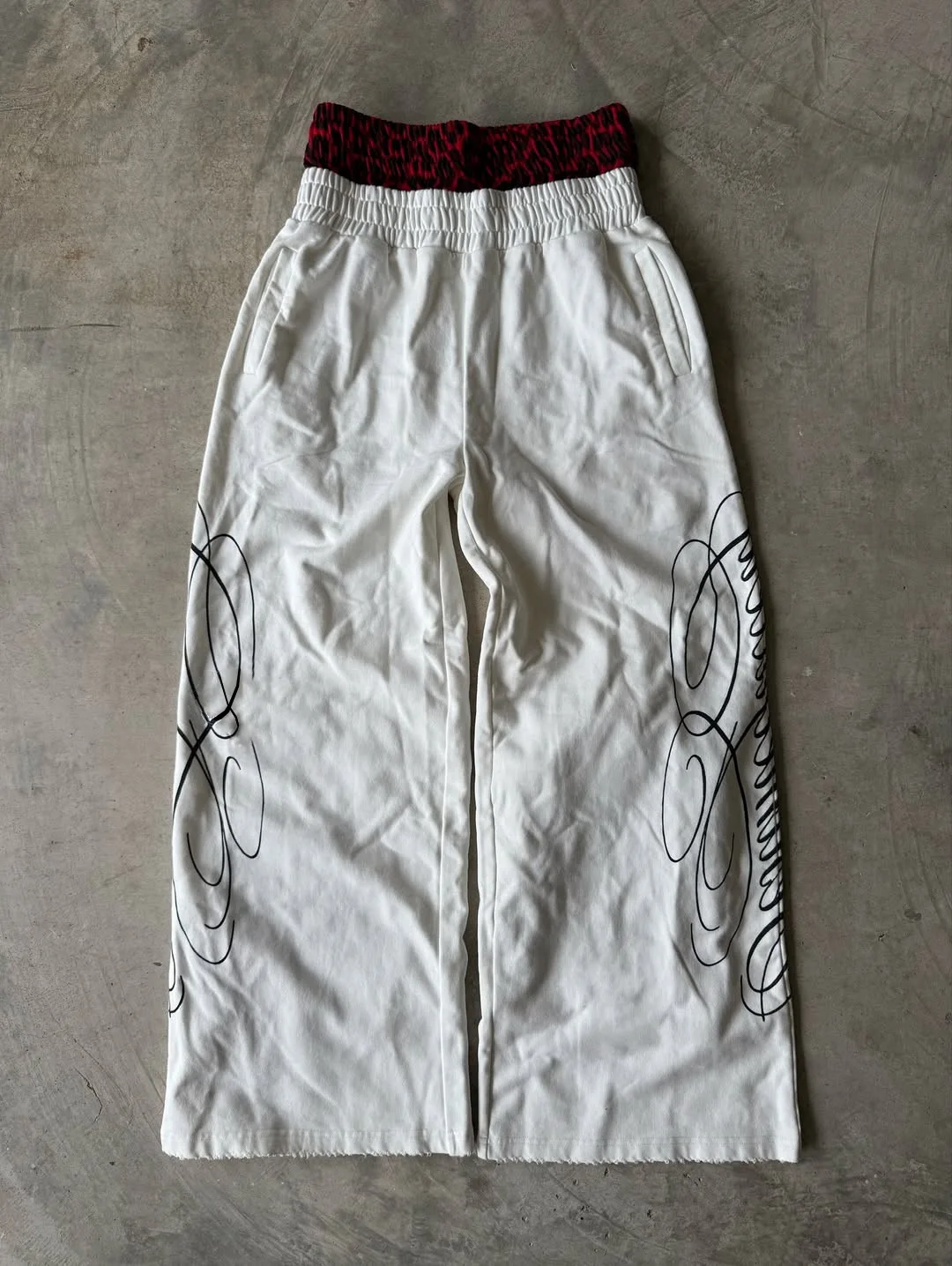 

Retro Loose Y2K American Leopard Print Casual Pants Stretch Retro Punk Embroidered Rope Sweatpants Jogging Mens Straight Pants