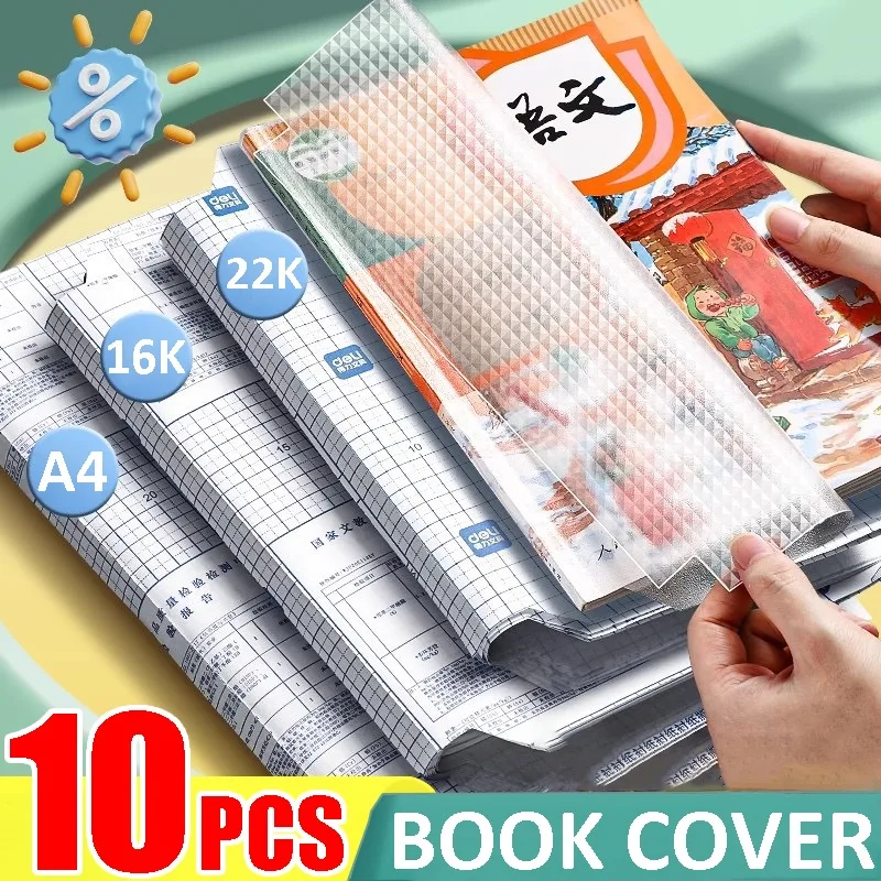 Transparente auto-adesivo envoltório do livro, capa protetora, impermeável livro Wrapper, protetor de notebook, fosco Textbook, S, M, L, 10 folhas