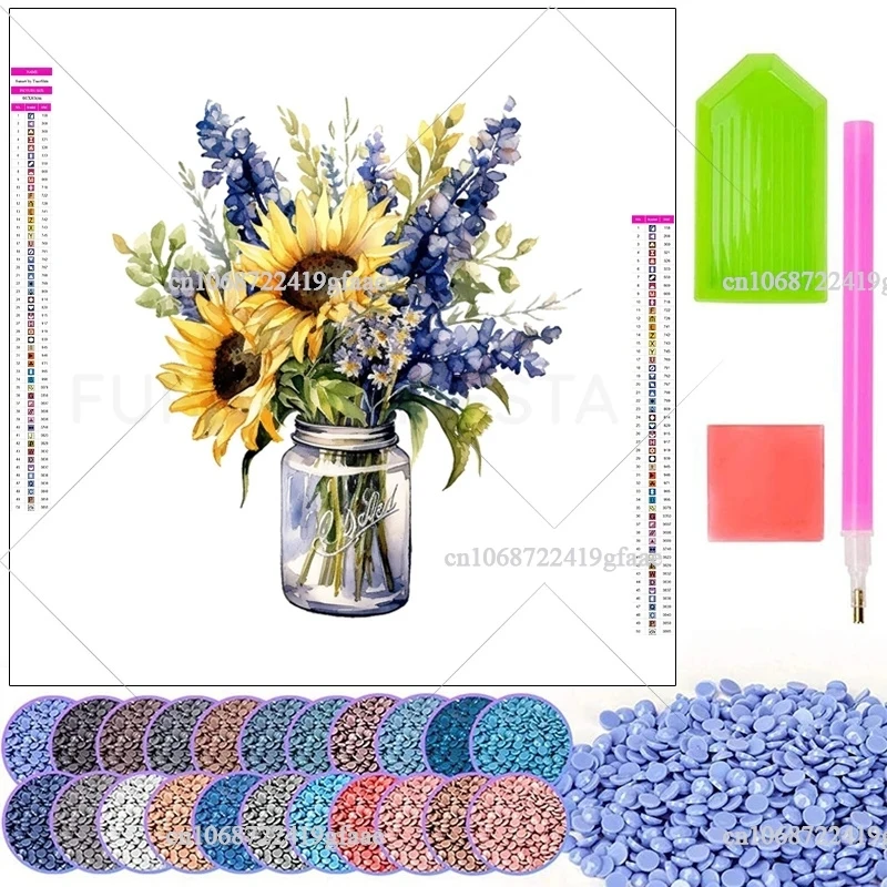 Flowers Vase 5D DIY Diamond Painting Full Drill Rhinestones Diamond Mosaic Embroidery Sewing Cross Stitch Handmade Home Decor