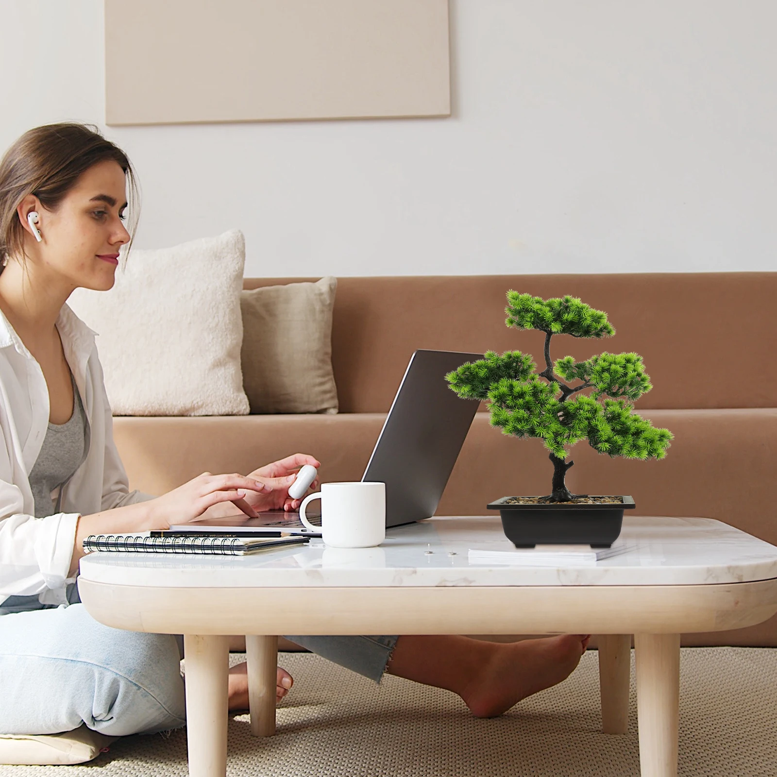 

Fake Guest-Greeting Pine Bonsai Artificial Plants For Home Office Decor Simulation Green Plants Desktop Adornments Household