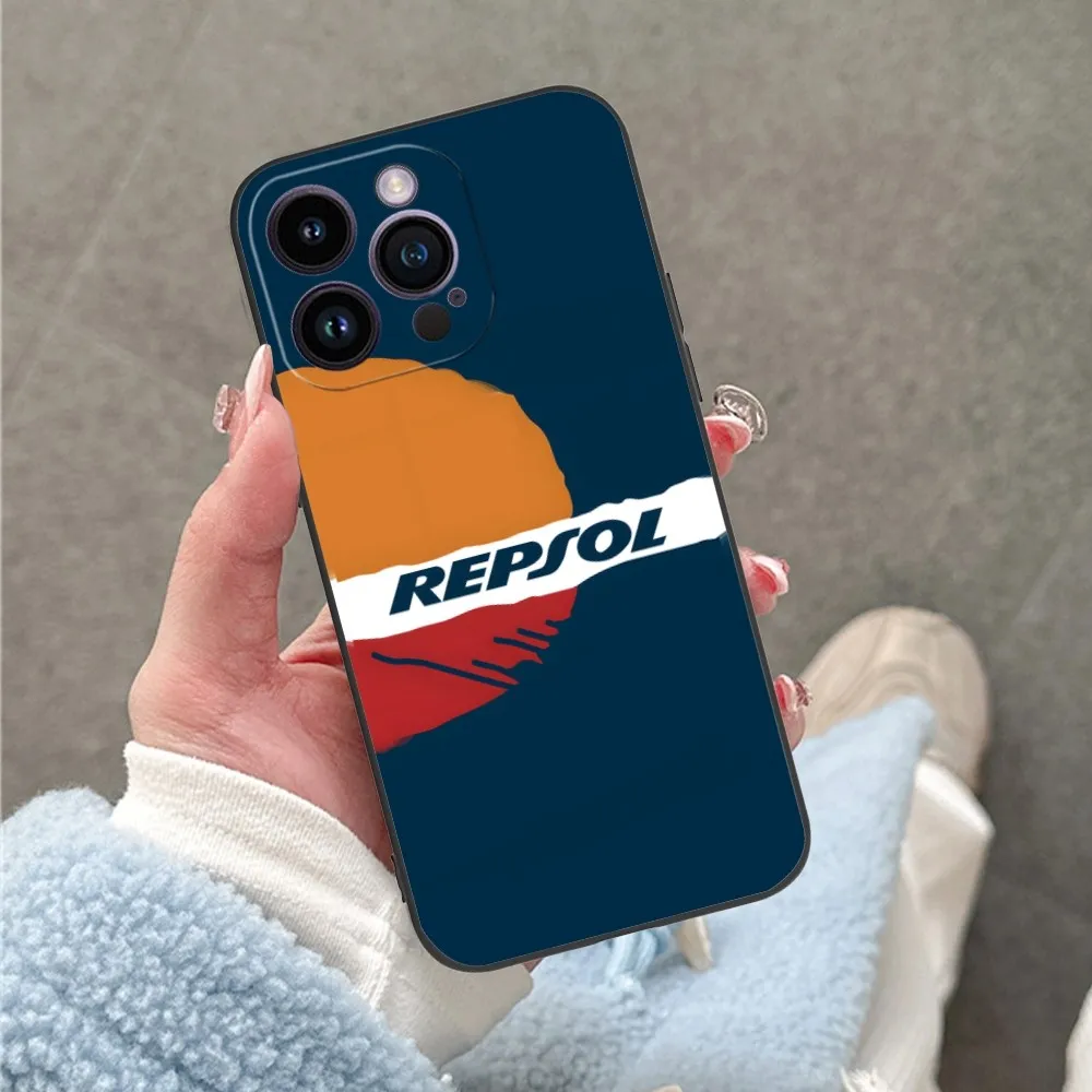 Fashion R-Repsol Mobile Cell Phone Case for iPhone 15 14 13 12 11 X XR XS 8 7 Pro Max Plus Mini Black Soft Phone Cover Funda