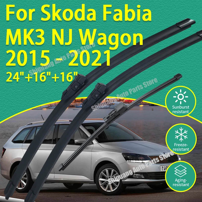 

Front Rear Silicone Coating Wipers for Skoda Fabia MK3 NJ Wagon 2015 - 2021 Car Wiper Windshield Windscreen Blades Accessories