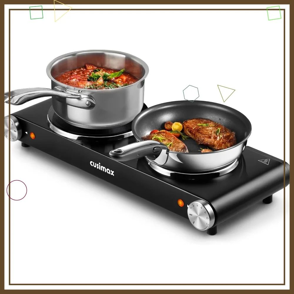 

Двойная электрическая плита с двумя конфорками, 1800 Вт, регулируемая температура, портативная, черная, из нержавеющей стали