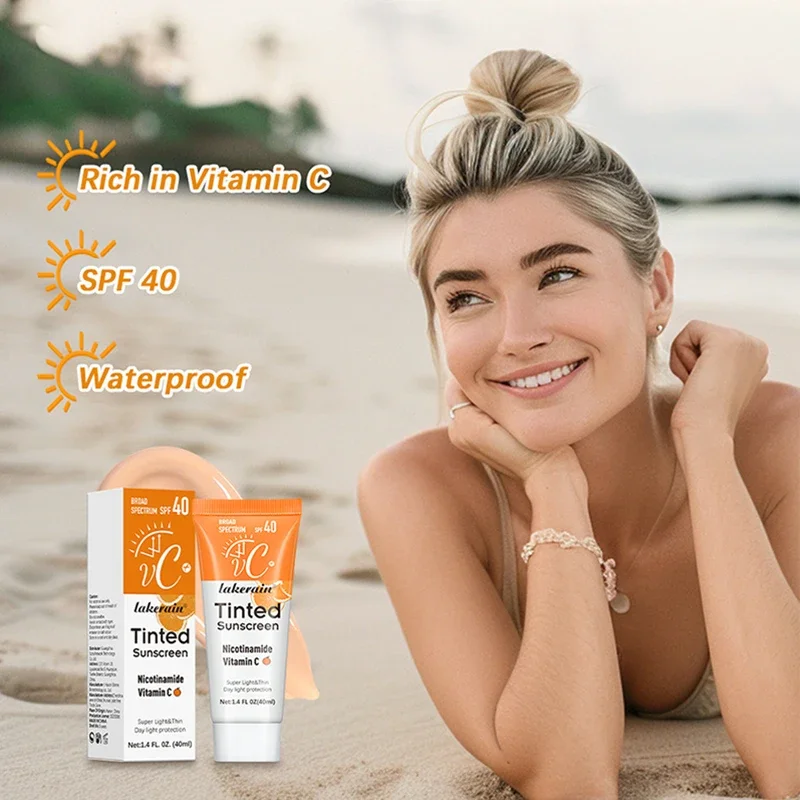 Vitamin C Tinted Sunscreen With SPF 40 Hydrating Mineral Sunscreen With Zinc Oxide & Titanium UV Protectio Dioxide Healthy Glow