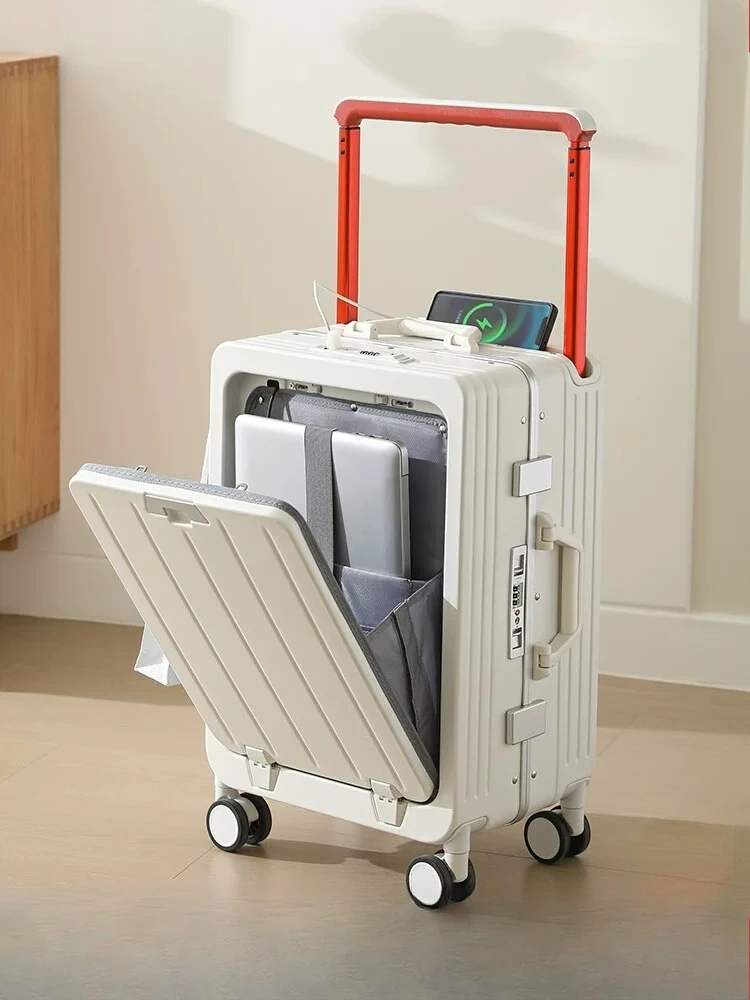 2026 New Front Opening Luggage 20 Inch Wide Handle Password Carry-On Suitcase for Women