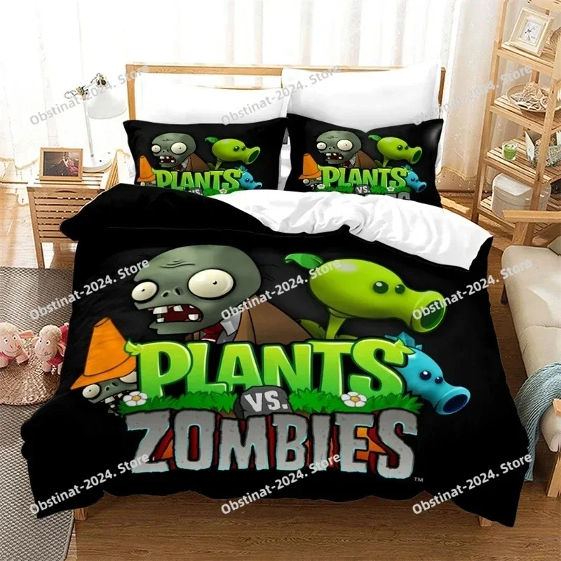 

New Plant Zombie Pattern Cartoon Duvet Cover Set Pillowcase Twin Full Queen King 3d Bedding Set Single Double Size Home Textile