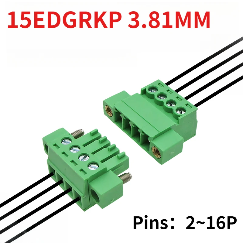 5Sets 15EDG 3.81 2/3/4/5/6 Pin Solderless Butt Screws Secure Terminal Block Connector 3.81MM Pitch Plug + Pin Header Socket